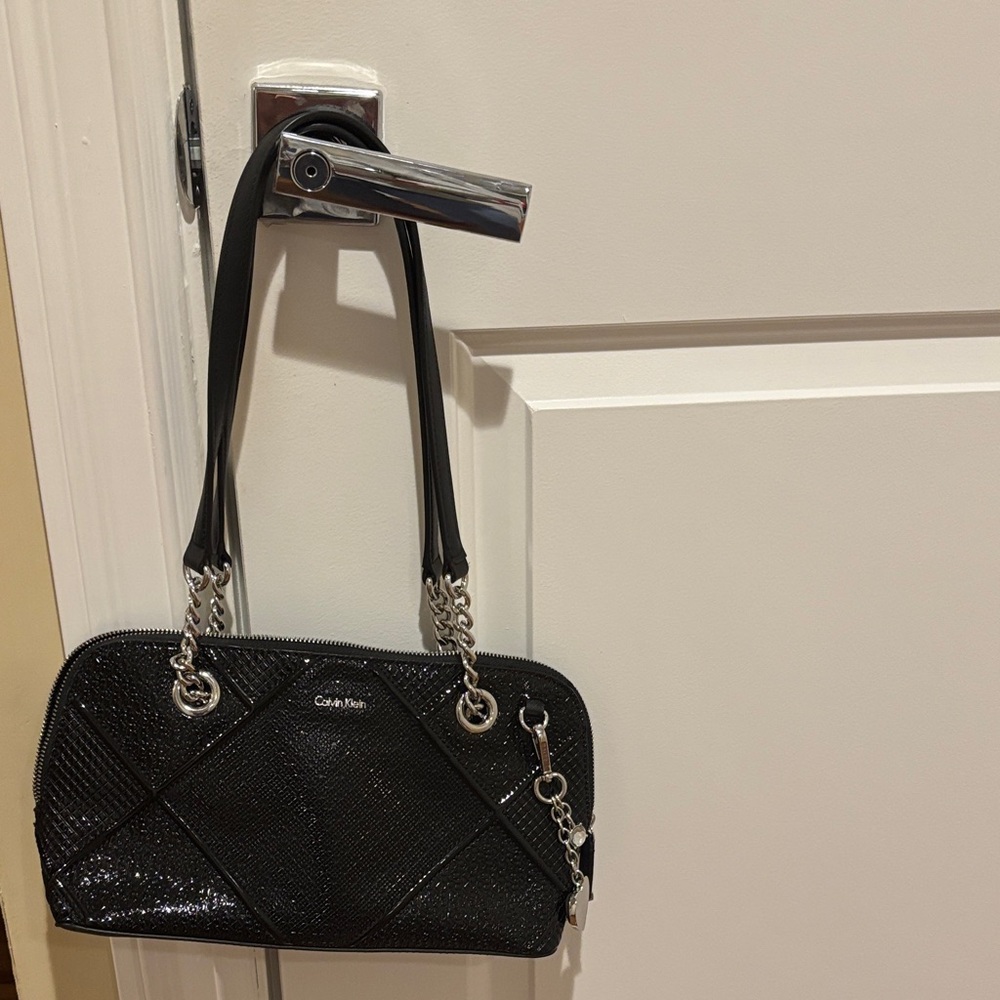 Calvin Klein Black Glitter Shoulder Bag